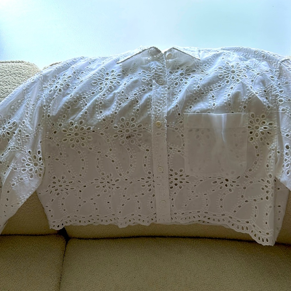 Embroidered eyelet top